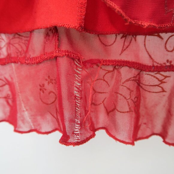 Vintage 90s Candy Rocket Red Floral Ruffle Mini Dress - Picture 11 of 11